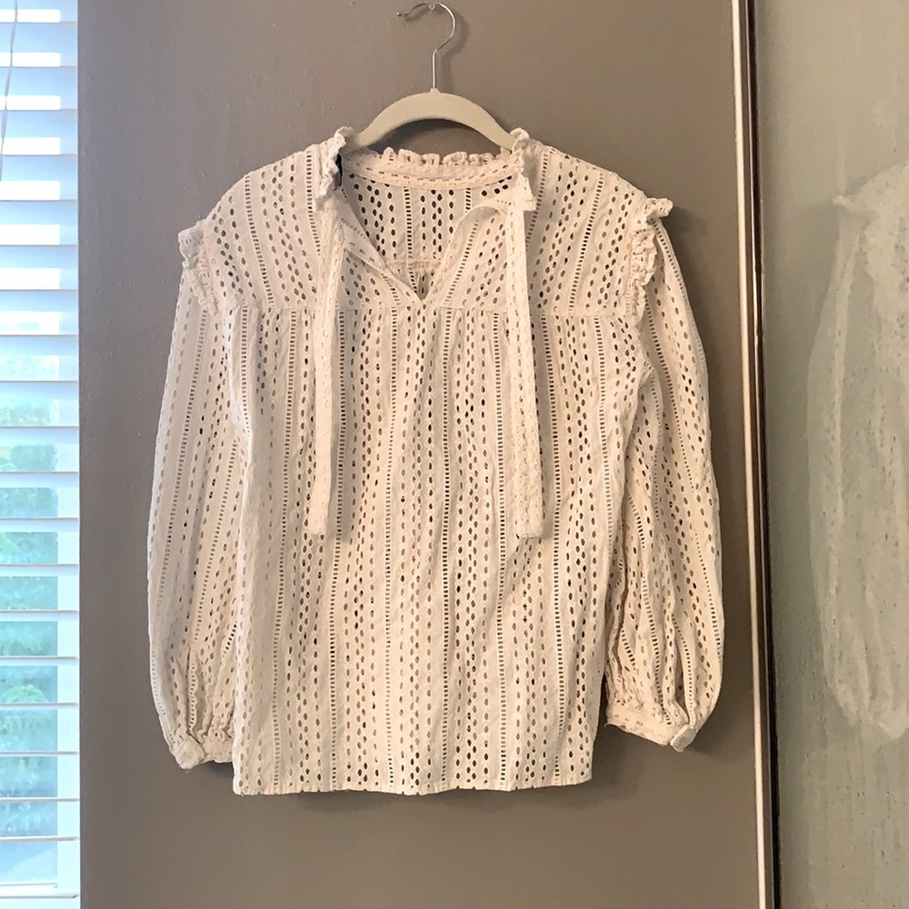 Madewell XS eyelet off-white blouse. Lightly worn.